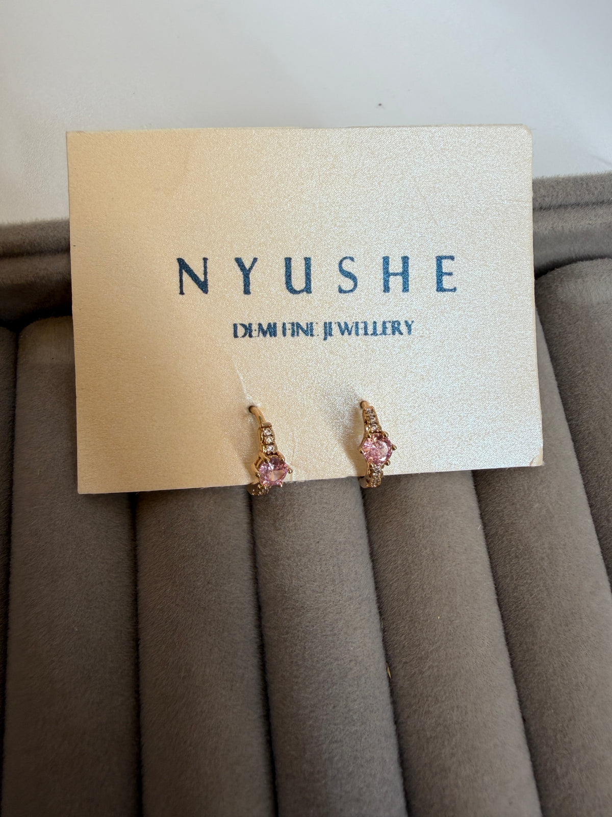 Pink stone Hugg earrings